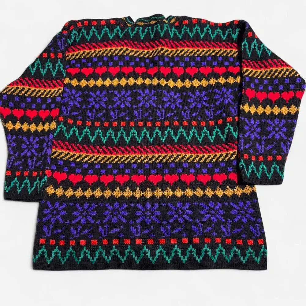 Croquet Club vintage 80s retro patterned sweater, super fun and funky‎